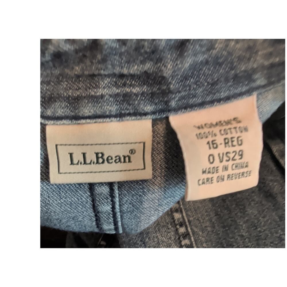 L.L. Bean Sheath Denim Short Sleeve Denim Shirt Dress Snap Front Size 15 OVS29 - Picture 2 of 7